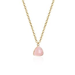 Koper Goud Gescherpte Rozenkwarts Driehoek Natuursteen Hanger Kristal Amethist Ketting voor Vrouwen Sieraden Gift