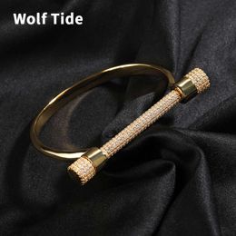 Bracelets en cuivre glacé avec zircone cubique pour hommes et femmes, unisexe, créatif personnalisé, délicat, hip-hop, esthétique, bijoux en pierre Cz