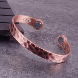 Bracelet magnétique en cuivre pour hommes, 10mm, avantages réglables, aimant de santé, énergie, manchette ouverte, Bangle213W