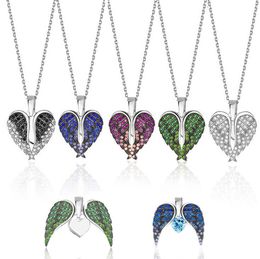 Pendentif en cuivre ailes d'ange amour Zircon pendentifs collier femmes en acier inoxydable chaîne colliers coeur classique créatif transfrontalier mode bijoux 9 couleurs