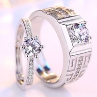 Copled Silver Adjustable Six Claw Couple Rings 1 Paire Men Femmes Promesse Engagement Bijoux de doigt