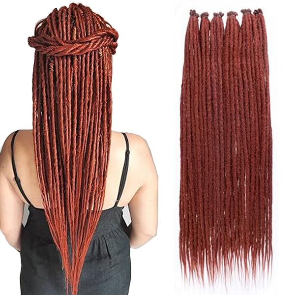 Extensions de dreadlocks synthétiques rouge cuivre 24 pouces, Locs de gingembre, Style Boho 350, Extensions de cheveux tressés au Crochet