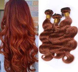 Koperrood Peruaans maagdelijk haarextensions Body Wave 33 Donker kastanjebruin weeft Bundels van echt haar Roodbruin Remy-haar 3 bundels De1427970