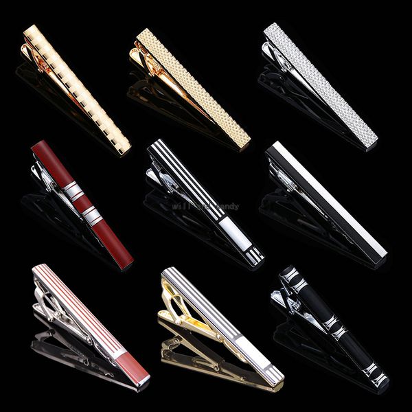Copper Stripe Plaid Tie Clips Camisas Top Dress Trajes de negocios Tie Bar Broches Neck Links Gold Fashion Jewelry for Men Gift Will and Sandy
