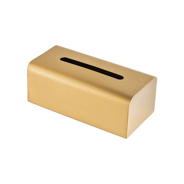 Boîte de tissus en cuivre Papier serpent-nage en laiton Salle de bain Rouleau de toilette Rouleau rectangle de bureau rangement brossé or portable 22 * 12 * 9cm
