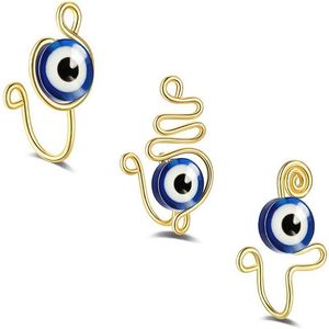 Boho Koper Evil Evil Eye Neus Cuff Draad Spiraalclip op Neu ring Studs Snake Vorm Fake Piercing Body Sieraden