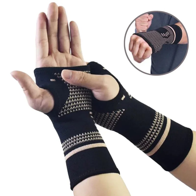 Copper Wrist Support Professional Gym Wristband Sport Safety Compression Glove Gym Wrist Guard Arthritis Sleeve Palm Hand Bracer
