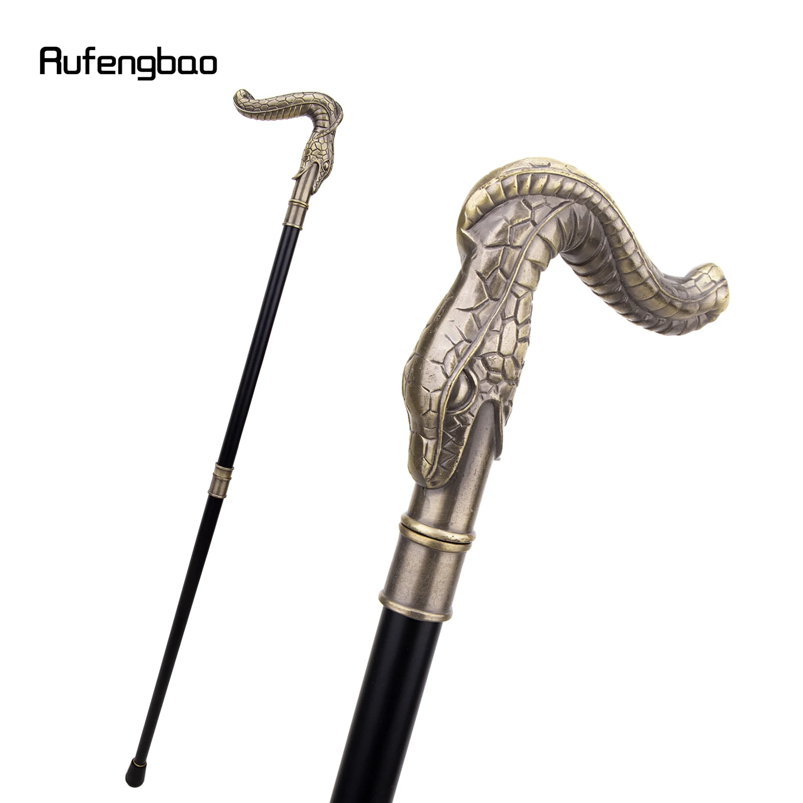 Coppery Snake Fashion Walking Stick Decorative Vampire Cospaly Vintage Party Fashionable Walking Cane Halloween Crosier 93cm