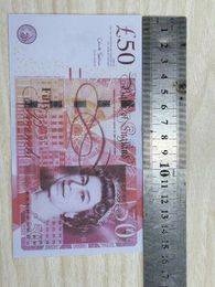 Copiar dinero real tamaño 1:2 juguetes de película libras británicas GBP británico 50 juguete conmemorativo de utilería y billetes de libra, cupones de conteo, Pra Iexof