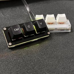 Kopieer plakken toetsenbord macro programmeerbare mini 3 sleutel RGB mechanisch toetsenbord bedraad programmering wit/ zwart toetsenbord