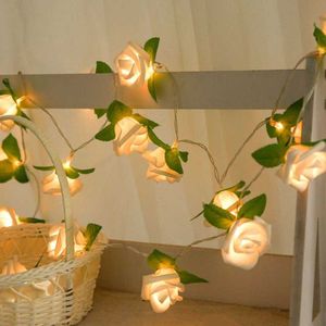 Coquimbo 20 LED Rose Fleur LED Fée Guirlande Lumineuse À Piles Mariage Saint Valentin Événement Fête Guirlande Décor Luminaria Y0720