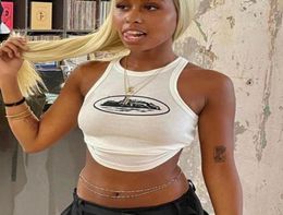 Cor Summer Slim Women039S Tanks Korte top Sexy Black Women Mouwess oneck CropTops Tanktops Y2K Crop Vest Whole7308434
