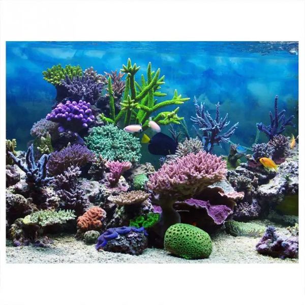 Coral 8 tamaños PVC adhesivo submarino coral acuario pecera fondo cartel telón de fondo pared paisajismo océano mar plantas decoración papel 231201