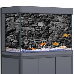 Fond d'aquarium de corail 3D marbre noir pierre mur de roche HD papier peint aquarium reptile habitat terrariums décorations PVC paysage 231201