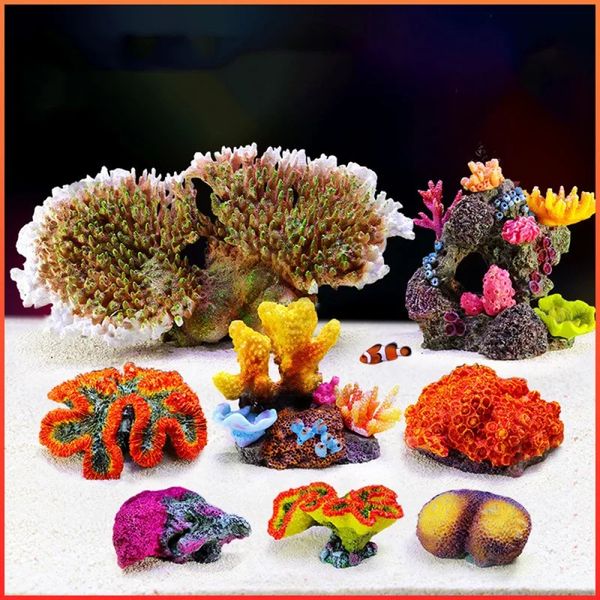 Décoration d'aquarium de corail, récif de corail artificiel, résine de plantes de mer, ornements d'aquarium, aménagement paysager, accessoires de décoration 231201