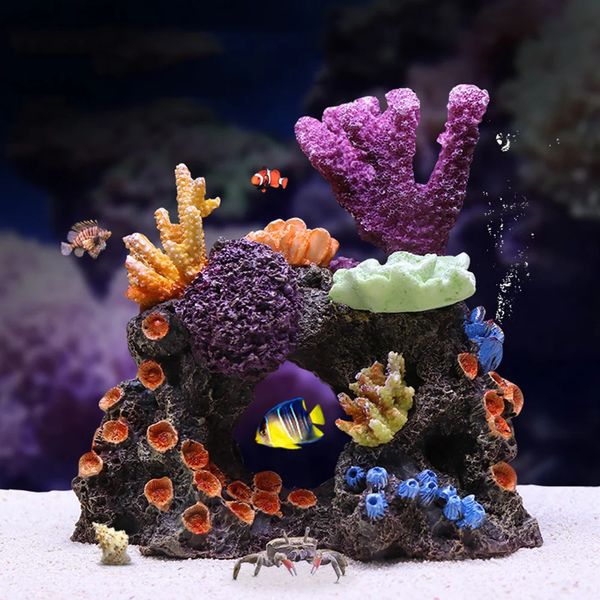 Décoration d'aquarium de corail, aménagement paysager d'aquarium, ornements de récif de corail artificiel, abri de poisson, paysage aquatique, accessoires de décoration pour la maison 231201