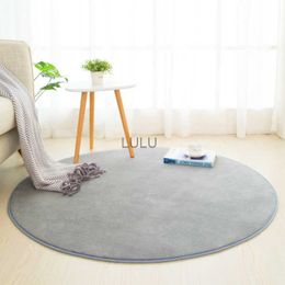 Tapis rond en molleton de corail pour salon, chambre à coucher, Table basse, tapis de pied, balcon, baie vitrée, tapis de jeu pour enfants, tapis rampant gris HKD230901