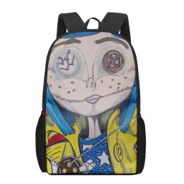 Coraline The Secret Door 3D Pattern School Tas voor kinderen meisjes jongens Casual Book Bags Laptop Rugzak Vrouw Man Travel Bagpack