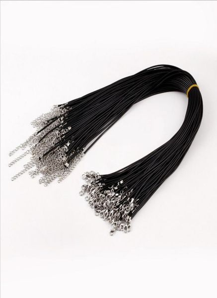 Cordon 100 pc 1,5 mm 2 mm Collier en cuir de cire noir pas cher Per perle corde corde de corde bricolage des bijoux en gros JF0019421436