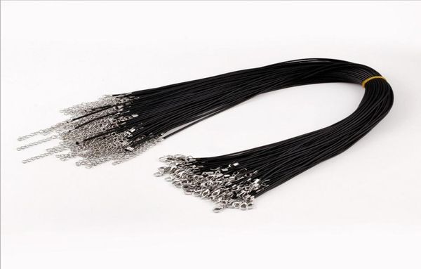 Cordon 100 pc 1.5mm 2mm pas cher noir cire cuir collier perles cordon chaîne corde bijoux à bricoler soi-même résultats en gros JF0013648955