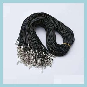 Cord Wire 100 PCS / LOTE 1 5MM Cera Negra Cordón De Cuero Collar Cuerda Cadena Cadena De Alambre Para Diy Joyería De Moda Que Hace Accesorios En B Dhakq