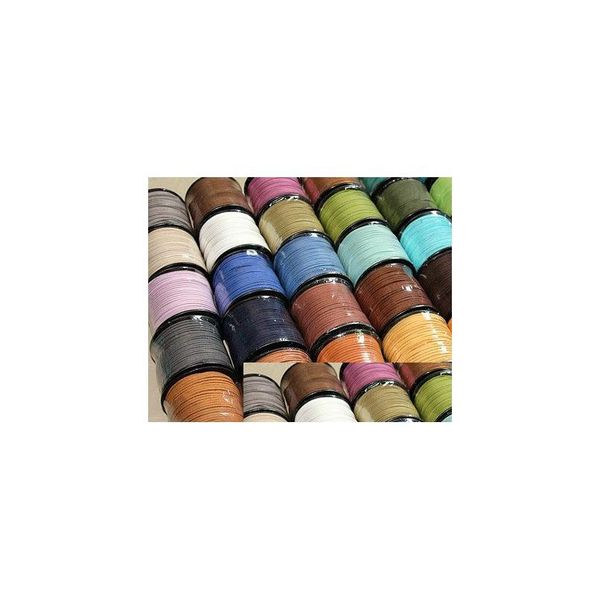 Fil de cordon 15 couleurs 95M M x 1,5 mm Mticolor plat faux suède coréen Veet collier en cuir cordon bricolage chaîne corde fil dentelle bijoux Mak Dhqyz