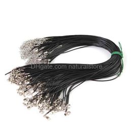 Alambre de cordón 18 cables de cuero negro con cajas de langosta Caballo de cordeo Diy Joyería Accesorio Drop de entrega de la entrega Componentes Dharb