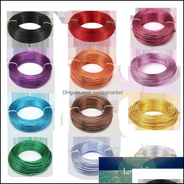 Composants de résultats de bijoux en fil de cordon 1 rouleau d'aluminium pour la fabrication de Bracelet de collier à faire soi-même 0.8Mm 1Mm 1.5Mm 2Mm M 4Mm 5Mm 6Mm 23 couleurs Drop Del