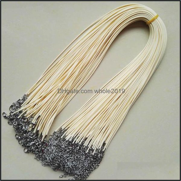 Fil de cordon en gros 1,5 mm jaune clair cire collier en cuir corde 45 cm chaîne fermoir mousqueton bricolage bijoux accessoires 100 pièces goutte Deli Dhthx