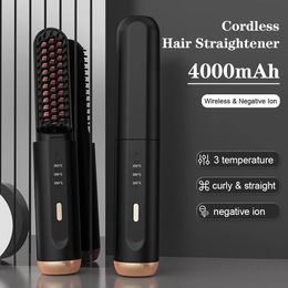 Lisseur de barbe sans fil pour les hommes à coiffure Brosse brosse à cheveux électriques chauffés rapides peigne sans fil multifonctionnel 240408