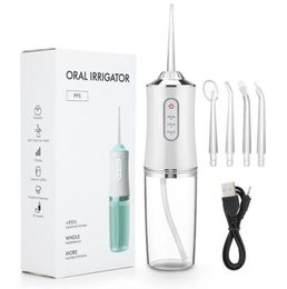 Leerlijk water flossers draagbaar tandheelkundig water flosser USB oplaadbare tandkeuze 4 straaltip 220 ml 3 modi8453267