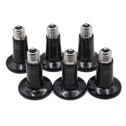 Cordons 5pcs Lampe chauffante pour animaux de compagnie Beige Noir Infrarouge Céramique Émetteur Chaleur Ampoule Pet Brooder Reptile Lampe 25w 50w 75w 100w 150w 200w