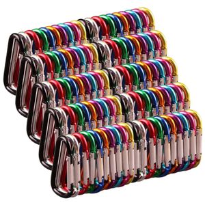 Cordons élingues et sangles 100PCSLot coloré en alliage d'aluminium boucle d'escalade porte-clés mousqueton crochet de sécurité en plein air Camping randonnée outils aléatoire 231211