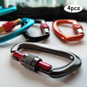 Cords Slings and Webbing 4pcs Professional Climbing Carabiner 25KN D Shape Climbing Buckle Lock Safety Lock Outdoor Climbing Equipment Accessories 230603