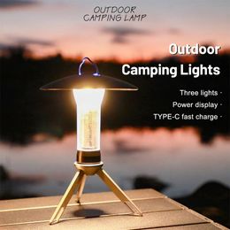 Cordons élingues et sangles LED Camping tente lumière USB rechargeable 3 Modes d'éclairage lanterne étanche lampe de poche fournitures 231208