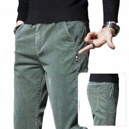 Velours côtelé Automne Hiver 2022 Stretch pour hommes Casual Slim Straight Veet Épaissir Pantalon pour hommes Fiable Youth Army Pantalon vert 32il #