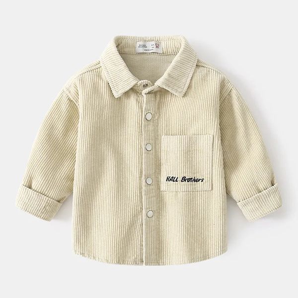 Cardigan en velours côtelé pour garçons, chemises pour bébés garçons, chemisier d'école à manches longues, chemise blanche pour enfants en bas âge, chemisier pour enfants, hauts 240219