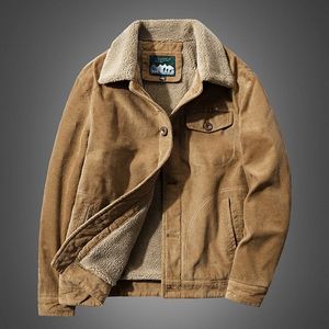 Corduroy jas mannen bont gevoerde turndown kraag mode kleding herfst winterkleding voor mannen streetwear vintage jassen