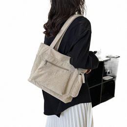 Sac à bandoulière en velours côtelé pour femmes sac fourre-tout grande capacité sac de magasin rétro designer femme sacs à main occasionnels poignée supérieure d4fY #