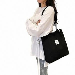 Sacs à bandoulière en velours côtelé Femmes Fi Loisirs College Style Shopper Multi-Pocket Grande Capacité Sacs à main Designer Totes Sacs F3pw #