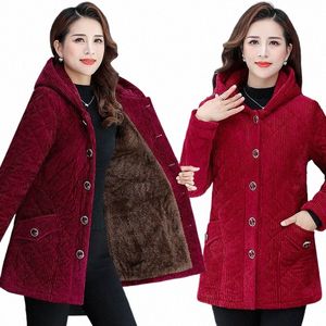 Manteau d'hiver en velours côtelé femmes veste bouffante hiver nouveau style coréen Lg dames sur le genou Cott veste rembourrée garder au chaud 48bU #