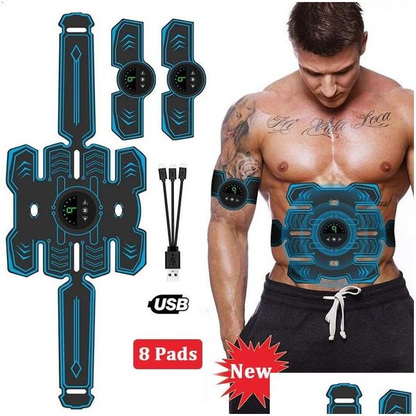 Core Abdominal Trainers Ems Inalámbrico Estimador Muscular Entrenador Cinturón de Entrenamiento Pegatinas Eléctricas Cuerpo Adelgazante Hogar Fitness Equiment Drop Otr2W