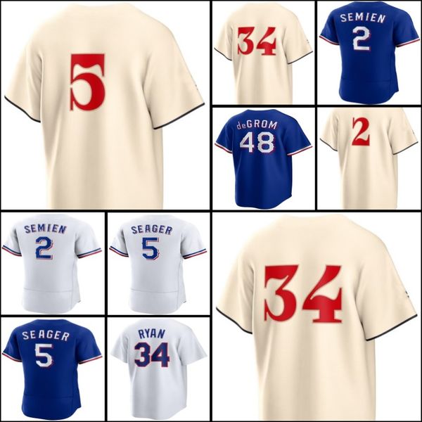 Nolan Ryan Baseball Marcus Semien Maillots Corey Seager Jon Gray Jacob deGrom Max Scherzer Adolis Garcia Jonah Heim Josh Jung Evan Carter Montgomery Nathan Eovaldi