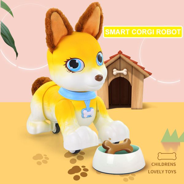 Corgi chiot robot chien programme de reconnaissance vocale chanter danse raconter histoire interactif chien jouet cadeaux pour les enfants