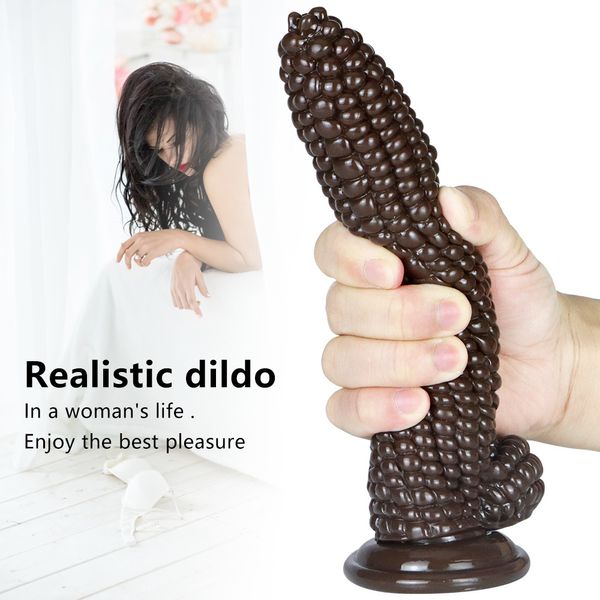 Consolador de maíz, juguete sexy grande para mujeres con glande grueso, Dong Real con ventosa potente, pene rígido para adultos