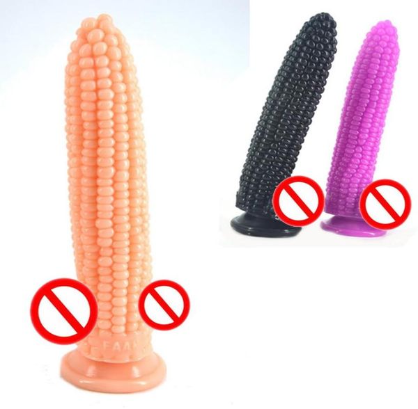 Forme de maïs Conception Gode Pénis Dong Nouveau Style Sex Toy pour Mâle Femelle Masturbation Grande Taille Masturbateur Baguette Noir Chair Violet C4564243