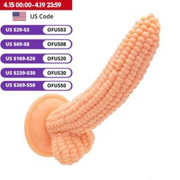 Corn Silicone Real Dildo Anal Plug avec des légumes de ventouse Toys Sex Toys pour femmes Masturateur de massage de point G Vagin Good 240511