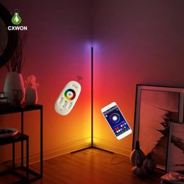 Lámparas de pie de esquina RGB Luz de suelo LED inteligente regulable con control de aplicación remota Ambiente de dormitorio Decoración interior 227P