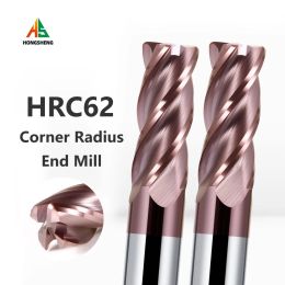 Rayon d'angle Mill HRC62 CNC R Bullnose Nez Moiling Cutter Metal Router Tungsten Carbide Steel Tool R0.5 R1 R2 R3 4 FLUES