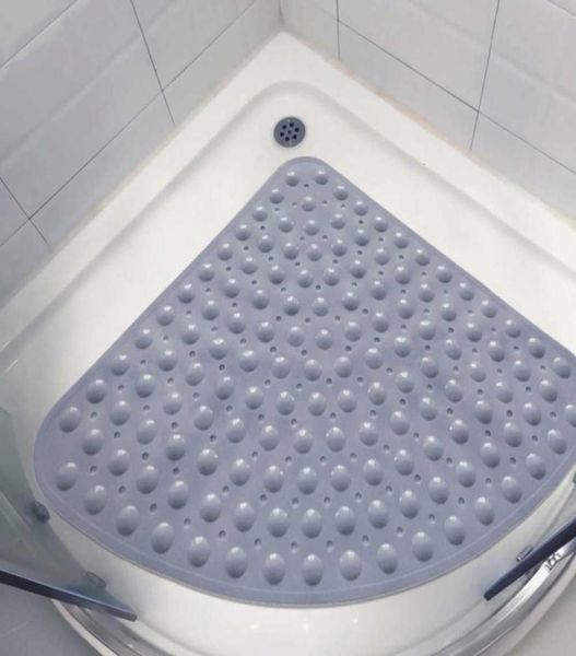 Tapis de douche d'angle secteur tapis de bain quadrant antidérapant en caoutchouc aspiration antibactérienne pour baignoire de douche tapis de baignoire antidérapant 54x54CM SH19741350